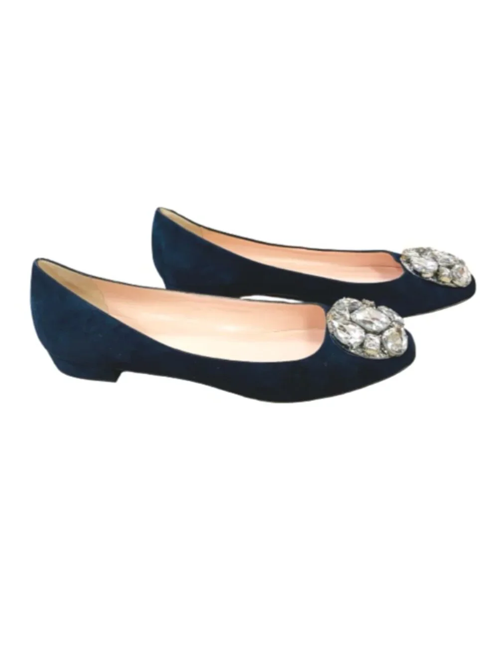 kate spade Navy Jeweled Toe Ballet Flats
